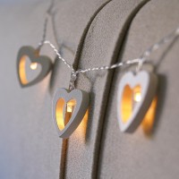 Indoor Fairy Lights - Wooden Heart Shape - Battery Powered - Timer Function - 10 Warm White Leds - 6Ft