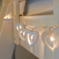 Indoor Fairy Lights - Wooden Heart Shape - Battery Powered - Timer Function - 10 Warm White Leds - 6Ft