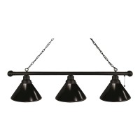 Holland Bar Stool Co. Plain Black 3 Shade Billiard Light With Black Fixture By The