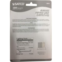 Satco S3715 Tubular Shaped Incandescent Light Bulb (Pack Of 2), Frosted Finish, 15 Watts, 120 Volts, 90 Initial Lumens, T6 Lamp Shape, Tubular Lamp, Candelabra Base, E12 Ansi Base, 360 Beam Spread