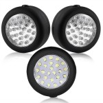 Cade 24 Led Round Magnetic Work Light Torch With Integral Hanging Hook And Magnet Set,Pack Of 3(Black)