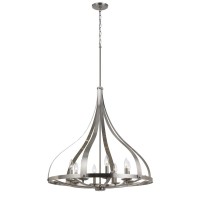 Cal Lighting FX35898 Transitional Eight Light Chandelier from Meridian collection in Pewter Nickel Silver finish 2850 inches Eight Light Chandelier from the Meridian collection Transitional Eight Light Chandelier from Meridian collection in Brushed Steel 