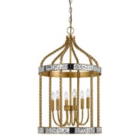 Cal Lighting FX35996 Transitional Six Light Pendant from Glenwood collection in Gold Champ Gld Leaf finish 1600 inches Six Light Pendant from the Glenwood collection Transitional Six Light Pendant from Glenwood collection in French GoldAntiqued Mirror fin