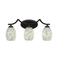 Zilo 3 Light Bath Bar Shown In Dark Granite Finish With 5 Natural Fusion Glass