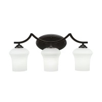 Zilo 3 Light Bath Bar Shown In Dark Granite Finish With 5.5 Zilo White Linen Glass