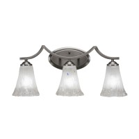 Zilo 3 Light Bath Bar Shown In Graphite Finish With 5.5 Fluted Frosted Crystal Glass