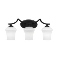 Zilo 3 Light Bath Bar Shown In Matte Black Finish With 5.5 Zilo White Linen Glass