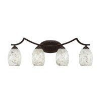 Zilo 4 Light Bath Bar Shown In Dark Granite Finish With 5 Natural Fusion Glass