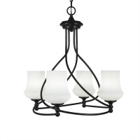 Capri 4 Light Chandelier Shown In Dark Granite Finish With 5.5 Zilo White Linen Glass