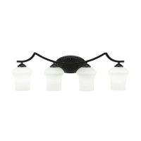 Zilo 4 Light Bath Bar Shown In Matte Black Finish With 5.5 Zilo White Linen Glass