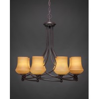 Capri 8 Light Chandelier Shown In Dark Granite Finish With 5.5 Zilo Cayenne Linen Glass