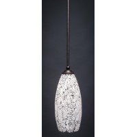 Zilo 1 Light Mini Pendant Shown In Dark Granite Finish With 5.5 Black Fusion Glass