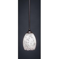 Zilo 1 Light Mini Pendant Shown In Dark Granite Finish With 5 Black Fusion Glass