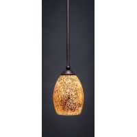 Zilo 1 Light Mini Pendant Shown In Dark Granite Finish With 5 Gold Fusion Glass