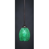 Zilo 1 Light Mini Pendant Shown In Dark Granite Finish With 5 Green Fusion Glass