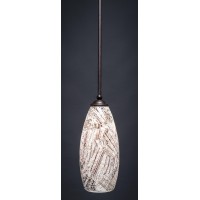 Zilo 1 Light Mini Pendant Shown In Dark Granite Finish With 5.5 Natural Fusion Glass