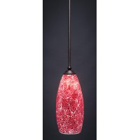 Zilo 1 Light Mini Pendant Shown In Dark Granite Finish With 5.5 Red Fusion Glass