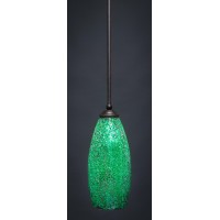 Zilo 1 Light Mini Pendant Shown In Dark Granite Finish With 5.5 Green Fusion Glass