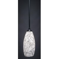 Zilo 1 Light Mini Pendant Shown In Matte Black Finish With 5.5 Black Fusion Glass