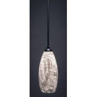 Zilo 1 Light Mini Pendant Shown In Matte Black Finish With 5.5 Natural Fusion Glass