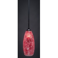 Zilo 1 Light Mini Pendant Shown In Matte Black Finish With 5.5 Red Fusion Glass