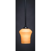 Zilo 1 Light Mini Pendant Shown In Matte Black Finish With 5.5 Zilo Cayenne Linen Glass