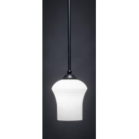 Zilo 1 Light Mini Pendant Shown In Matte Black Finish With 5.5 Zilo White Linen Glass