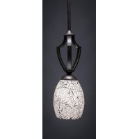 Zilo 1 Light Mini Pendant Shown In Dark Granite Finish With 5 Black Fusion Glass