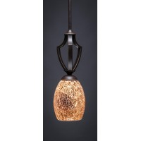 Zilo 1 Light Mini Pendant Shown In Dark Granite Finish With 5 Gold Fusion Glass