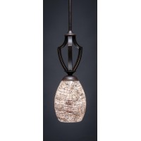 Zilo 1 Light Mini Pendant Shown In Dark Granite Finish With 5 Natural Fusion Glass