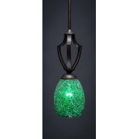 Zilo 1 Light Mini Pendant Shown In Dark Granite Finish With 5 Green Fusion Glass