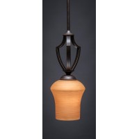 Zilo 1 Light Mini Pendant Shown In Dark Granite Finish With 5.5 Zilo Cayenne Linen Glass