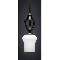 Zilo 1 Light Mini Pendant Shown In Dark Granite Finish With 5.5 Zilo White Linen Glass