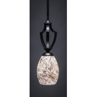 Zilo 1 Light Mini Pendant Shown In Matte Black Finish With 5 Natural Fusion Glass