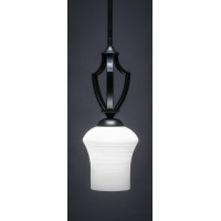 Zilo 1 Light Mini Pendant Shown In Matte Black Finish With 5.5 Zilo White Linen Glass