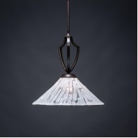 Zilo Pendant Shown In Dark Granite Finish With 16 Italian Ice Glass