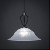 Zilo Pendant Shown In Matte Black Finish With 20 White Marble Glass