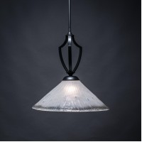 Zilo Pendant Shown In Matte Black Finish With 16 Frosted Crystal Glass