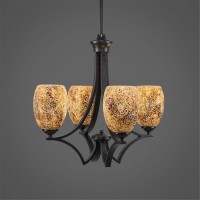 Zilo 4 Light Chandelier Shown In Matte Black Finish With 5