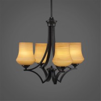 Zilo 4 Light Chandelier Shown In Matte Black Finish With 5.5