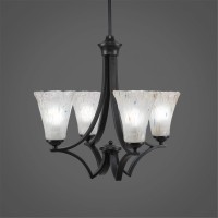 Zilo 4 Light Chandelier Shown In Matte Black Finish With 5.5