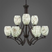 Zilo 9 Light Chandelier Shown In Dark Granite Finish With 5