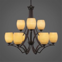 Zilo 9 Light Chandelier Shown In Dark Granite Finish With 5