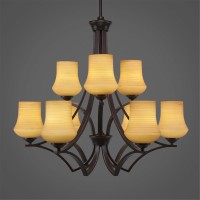 Zilo 9 Light Chandelier Shown In Dark Granite Finish With 5.5