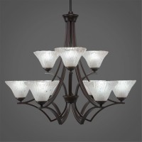 Zilo 9 Light Chandelier Shown In Dark Granite Finish With 7