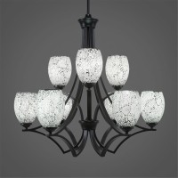 Zilo 9 Light Chandelier Shown In Matte Black Finish With 5