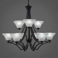 Zilo 9 Light Chandelier Shown In Matte Black Finish With 7