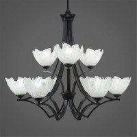 Zilo 9 Light Chandelier Shown In Matte Black Finish With 7