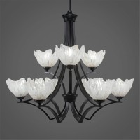 Zilo 9 Light Chandelier Shown In Matte Black Finish With 7