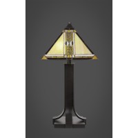 Apollo Table Lamp Shown In Dark Granite Finish With Square Santa Cruz Art Glass